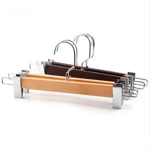 high quality wooden men pants hanger with clips for pants hangers