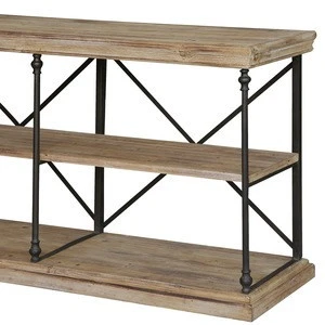 Home Living Room Entryway Hallway Accent Vintage Rustic Metal and Solid wood console table