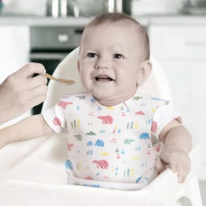 Hot sale BPA Free Popular Promotional Custom Silicone Waterproof Baby Bib long sleeve baby bibs large cloth