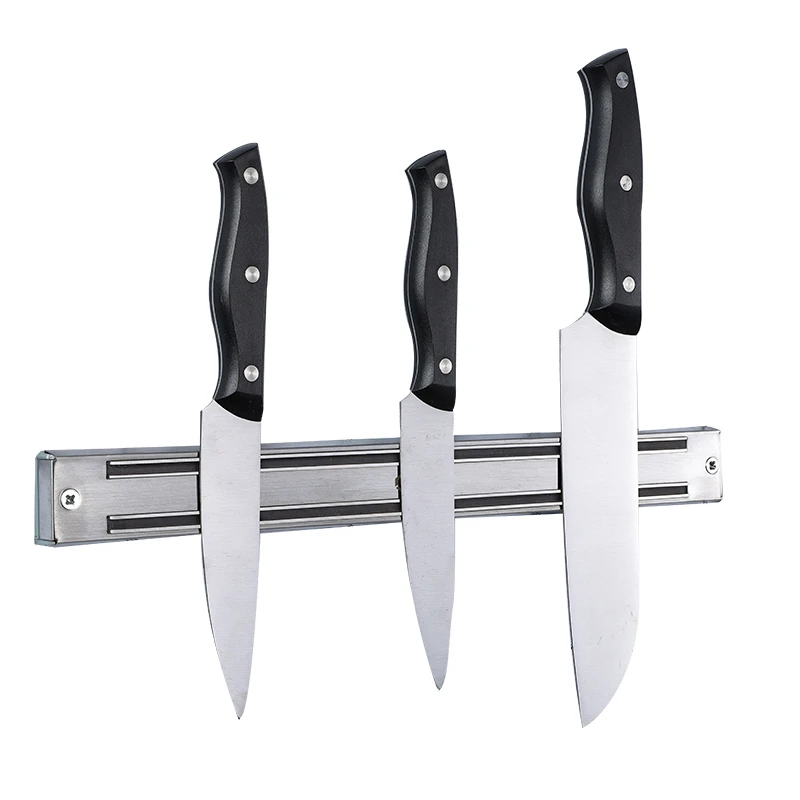 Hot Sale Professional 12 Inch Strong Power Stainless Steel Magnetic Knife Holder Magnetic Knife Rack with Plastic Support