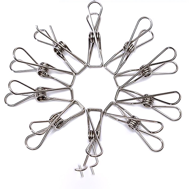 Hot Sale Stainless Steel Spring Clothes Socks Hanging Pegs Spring Clips Clamps