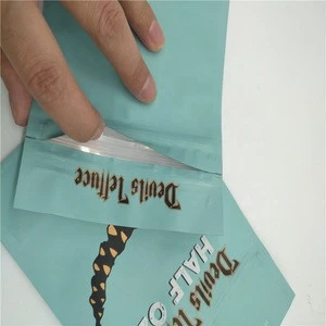 Hot sell mylar foil doypack bag with tear notch for herbal child proof bag for tobacco leaf packaging