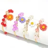 Hot selling fashion crystal bracelet small daisy cracked glass bead flower bracelet jewelry for women