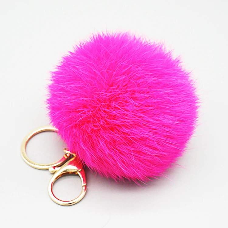 Hot selling fashion real rabbit fur ball keychain as bag charm pendant