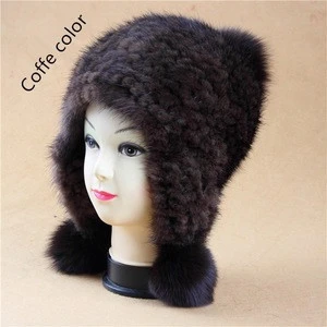Hot Selling Women the hat made of mink knitted Fur Cap for Fashion Winter