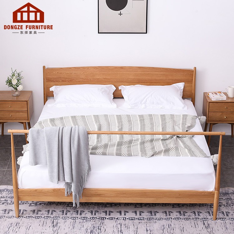 Hotel bedroom rubber wood solid wood furniture beds