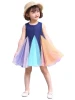 Hotsale  Baby Girl Dress Short Sleeve Rainbow Chiffon Dresses