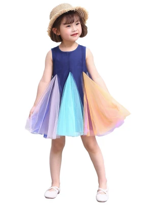 Hotsale  Baby Girl Dress Short Sleeve Rainbow Chiffon Dresses