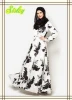 Hotsale Fashion Muslim Dress With Flora Print Dubai Abaya Islamic Clothing Tranditional Ethnic Long Dress