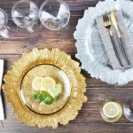 HYC-PL03 Wedding Dinnerware Set Glass Charger Round Dinner Dish Plate for Sale