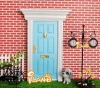 iland miniatures Doll house Fairy Door Wood Painted Exterior Door W/ Hardware Yorktown Door_blue OA011D-2