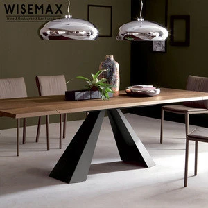 Industrial country loft style Solid Wooden Dining Table Metal Frame restaurant Furniture Set