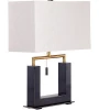 Interior Modern Open Void Angularity Metal Table Lamp In Black Bronze Finish