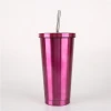 Irregular Diamond Double Wall Drinking Cups Coffee Mugs 16oz Stainless Steel Tumbler With Straw