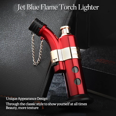 JOBON Wholesale Cigar Cigarette Jet Blue Flame Butane Gas Refillable Torch Lighter  With Custom Logo Cheap Price In China