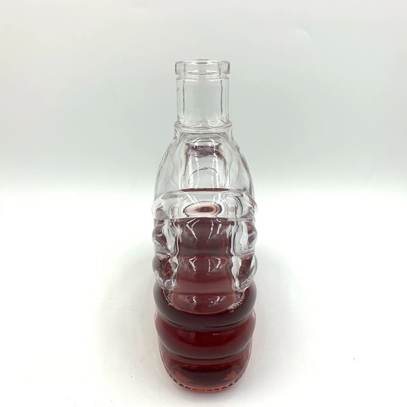 Kaimore 500ml Novel Design Stripe Clear Glass Bottle For Whisky Xo Brandy