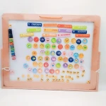 kids portable beech wood magic calendar board 2 sided wholesale folding wooden educational magnetic drawing games board toys