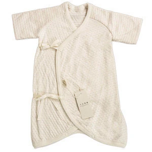 Kimono Style Plain Cotton Baby Button Romper Clothing
