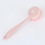 Kitchen brush for pot dishes cleaning plastic long handle round PET head scrub dish brush