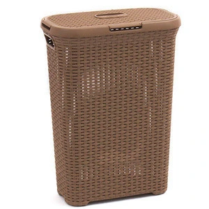 Knit Style Plastic Sturdy Laundry Hamper Basket with Removable Liner for Small Spaces