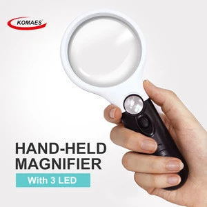 KOMAES LED Dual Light Magnifier Handheld Reading Magnifier Glass with 3 LED Lights for Reading/Maps/Watch Repair