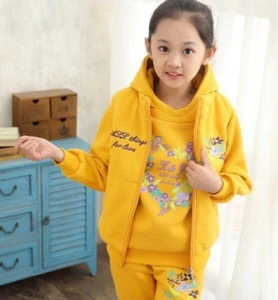 Korean thicker fleece embroidery children clothing sets