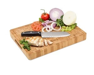 Large Bamboo Cutting Board with Feet THICK Chopping Block, Beautiful Cheese Serving Board and Butcher Block