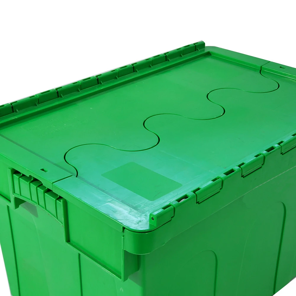 Large Plastic Crates Waterproof Attached Lid Nesting Crates
