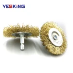 Latest china new model industrial crimped brass coated wire end circular brush parallel curved wire brush with rod