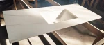 Lavatory Countertop Natural Marble Look Stone Bathroom Sink 6MM Ceramic Plate Wash Pool Basin Custom Size Shape Cabinet Basin