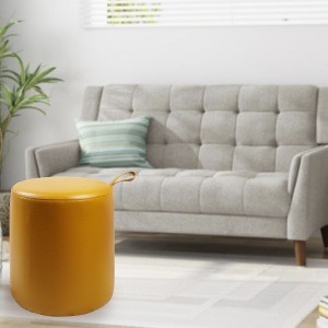 Laynsino Simple design  Faux leather ottoman poufs living room footstool