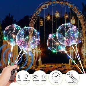 LED Light Up Bobo Balloons,8 Packs Flashing Handles,20 Inches Bubble Bobo Balloons for Christmas Birthday Party decorations