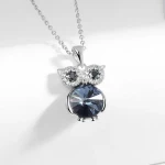 Lerca Hot Sale Exquisite Sterling Silver 925 Crystal Owl Necklace and Chain Jewelry