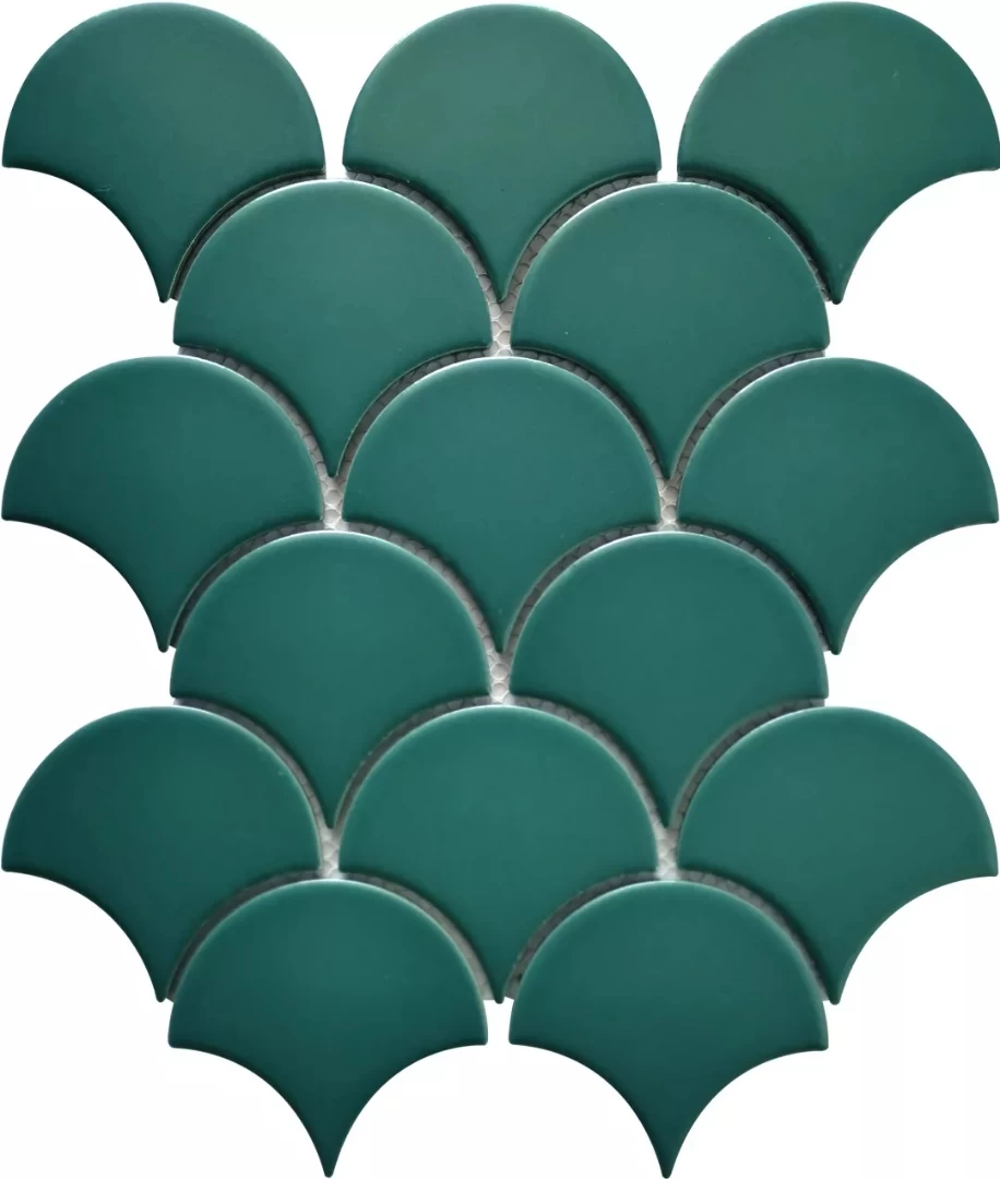 Light green big fish scale ice cracked ceramic mosaic for swimming pool floor wall mosaic tiles