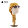 Linen wrapped head mannequin for headwear wig display