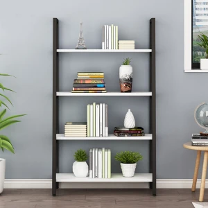 Living Room Furniture Bookcase Wooden Narrow Leaning Ladder Book Shelf Home Bookshelf