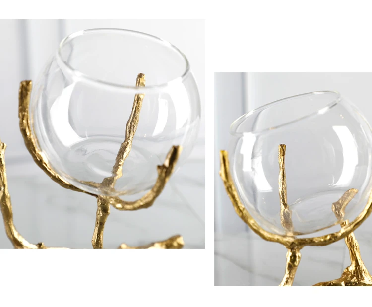Long single stem chandeliers vase for flowers blown glass vase home decorative copper Dubai vase