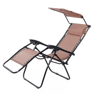 Lounge Chair Recliners Chair Adjustable Beach Sun Lounge Zero Gravity Folding Chair With Canopy