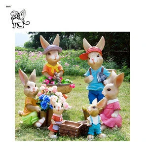 lovely little rabbits family resin statue FSL-091
