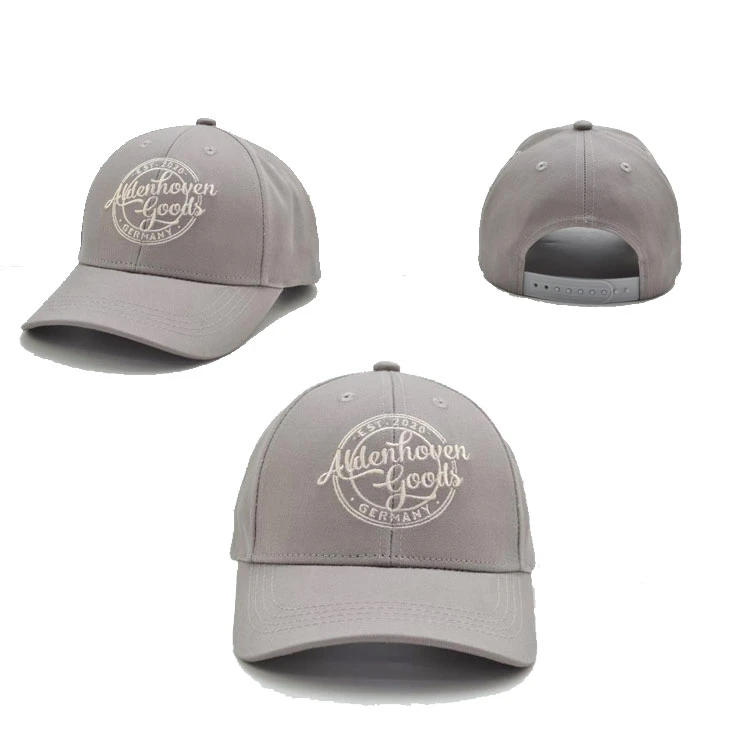 low crown logo design plain grey polyester baseball cap made in china