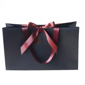 Low MOQ New Luxury Ribbon Bowknot advertising paper shopping bag with Customize logo