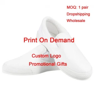 Low MOQ OEM ODM Custom Logo Your Design Flat Shoes Women Loafers Ladies Slip On Canvas Casual Shoes