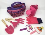 Low MOQ Stock! Kids Gardening Set with Tote Bag Children Garden Toys Metal Summer Beach Toy Set Kids Garden Tool Set Amazon Hot