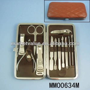 Luxurious 13pc Finger / Toe Nail Manicure Pedicure Tools Set / Kit in PU Leather Box