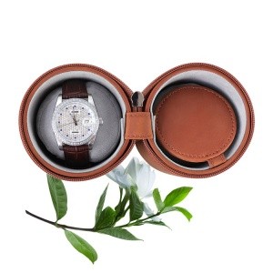 Luxury eco-friendly personalized travel watch case and travel leather watch case and custom genuine leather watch case supplier