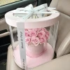 Luxury transparent clear plastic round flower display packaging box