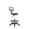 Luxury Vintage Black PU Leather Drafting Stool Chair Factory With Footrest Barber stool