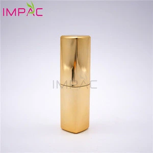 Magnetic Cap Empty Cosmetic Square Plastic Gold Lipstick Tube 5g