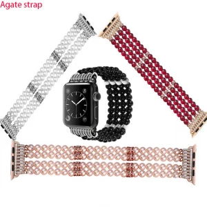 Manufacturer 44mm 40mm Apple Diamond Bracelet Belt Jewel Beaded Watch Band For iWatch S6 SE