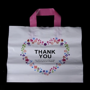 Manufacturer Custom Logo With THANK YOU Handle Plastic Loop Bag PE Packaging Shopping  Bags